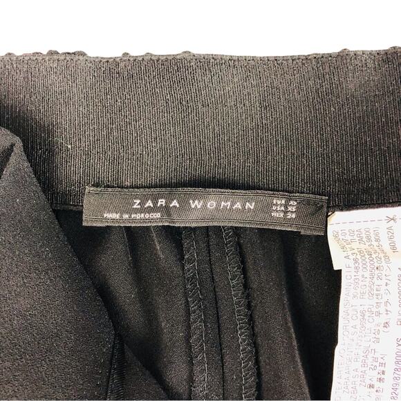 Zara Wide Leg Black Rainbow Side Stripe High Waist Pants Front Zip Flowy Fabric - Picture 8 of 16